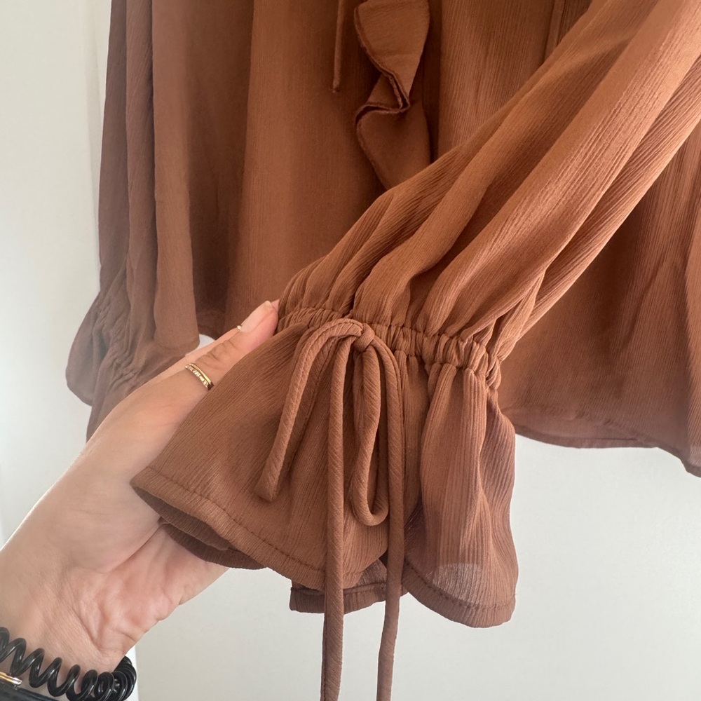 H&M Brown Ruffle Blouse - Picture 9 of 10